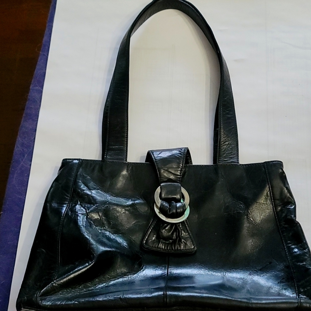 M. LONDON black leather satchel